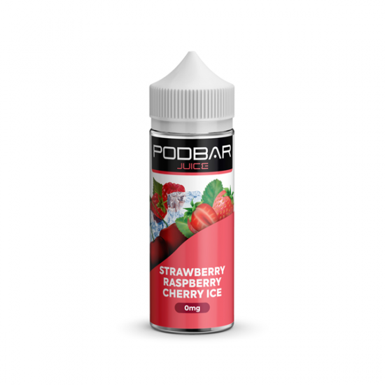 Podbar Juice by Kingston 100ml Shortfill 0mg (50VG/50PG) - Flavour: Strawberry Raspberry Cherry Ice