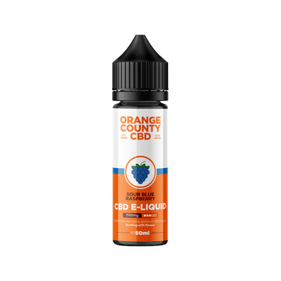 Orange County CBD 1500mg Broad Spectrum CBD E-liquid 50ml (50VG/50PG) - Flavour: Sour Blue Raspberry