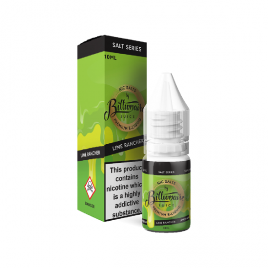 10mg Billionaire Juice Salt Series 10ml Nic Salts (50VG/50PG) - Flavour: Lime Rancher