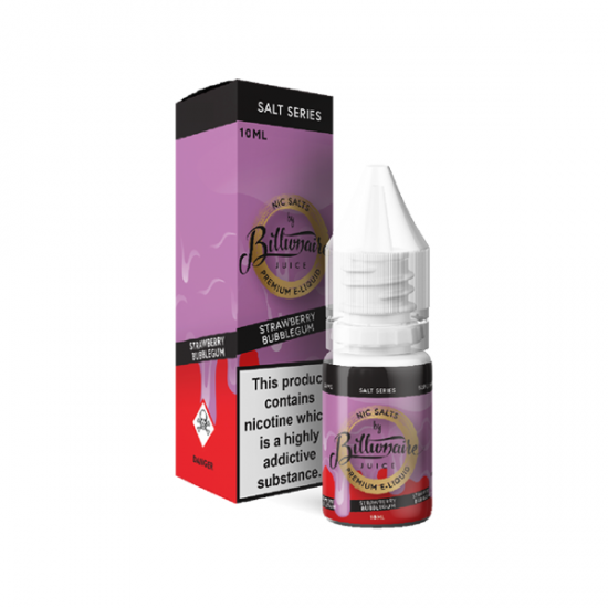 10mg Billionaire Juice Salt Series 10ml Nic Salts (50VG/50PG) - Flavour: Strawberry Bubblegum