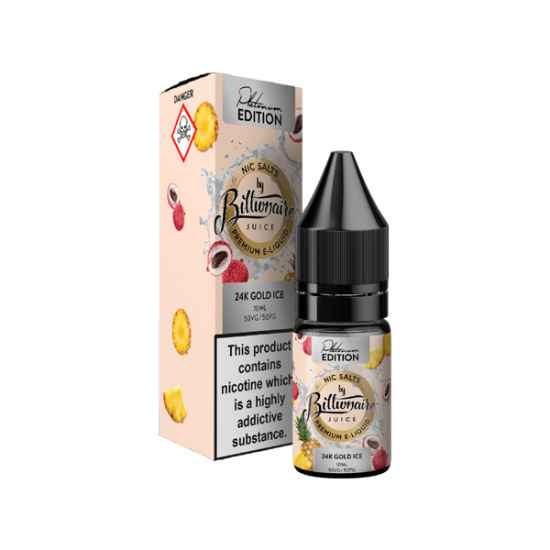 10mg Billionaire Juice Platinum Edition 10ml Nic Salts (50VG/50PG) - Flavour: 24K Gold Ice