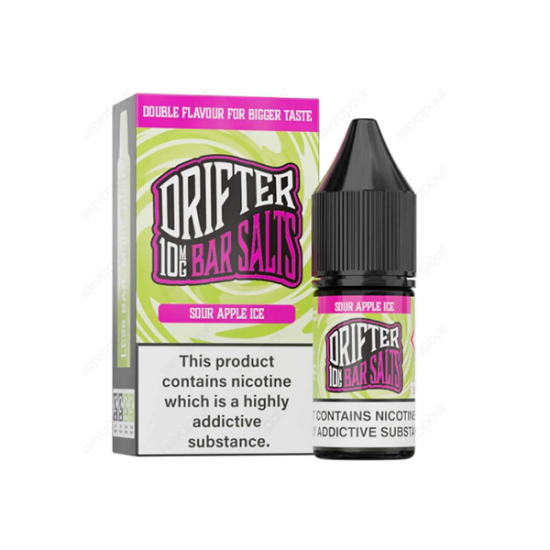 10mg Drifter Bar Salts 10ml (50VG/50PG) - Flavour: Sour Apple Ice