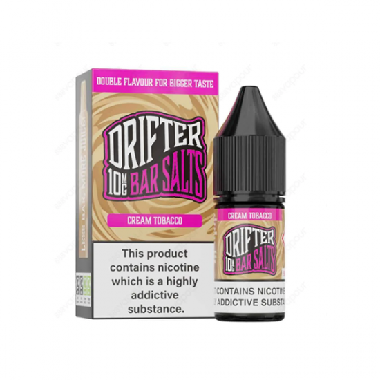 10mg Drifter Bar Salts 10ml (50VG/50PG) - Flavour: Cream Tobacco