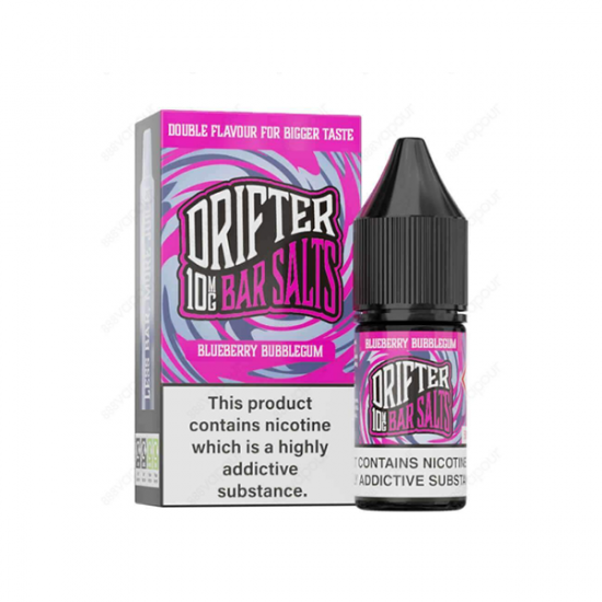 10mg Drifter Bar Salts 10ml (50VG/50PG) - Flavour: Blueberry Bubblegum