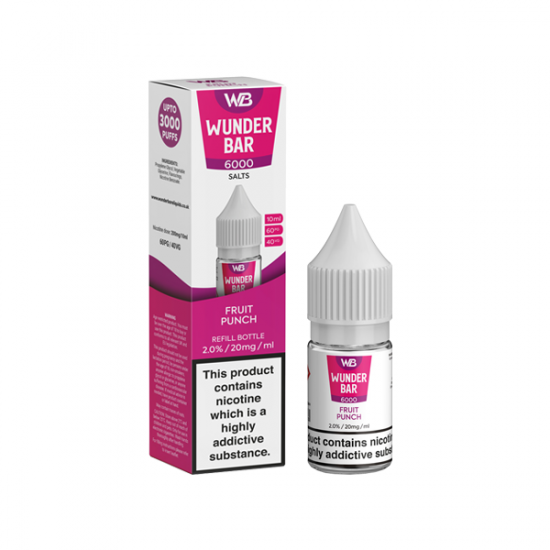 20mg Wunderbar 6000 Salts 10ml Nic Salts (60PG/40VG) - Flavour: Fruit Punch