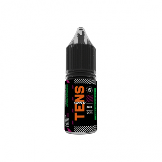 3mg Tens 50/50 10ml (50VG/50PG) - (Full Box) Pack Of 10 - Flavour: Fruit Pastilles Ice