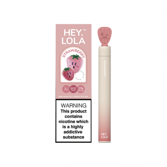 20mg Hey Lola Disposable Vape Device 600 Puffs - Flavour: Strawberry