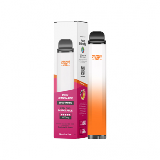 Orange County CBD 1000mg CBD & CBG Disposable Vape Device 3500 Puffs - Flavour: Pink Lemonade