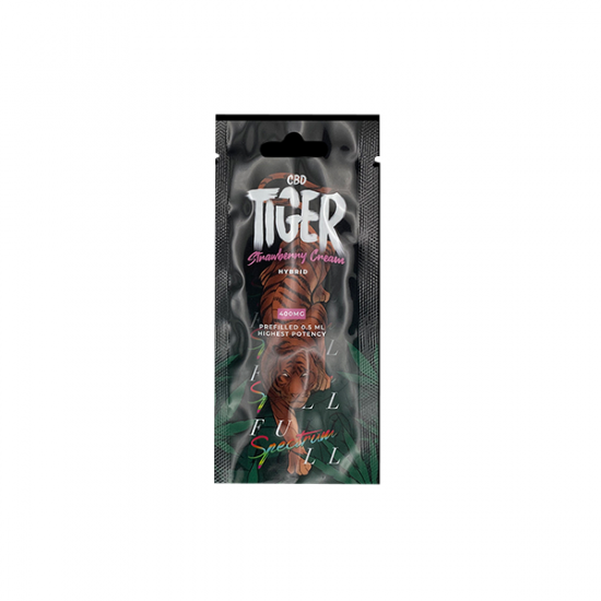 Tiger Vapes 400mg Full-Spectrum CBD Disposable Vape Device - Flavour: Strawberry Cream