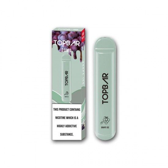 20mg Top Bar Disposable Vape Pod 600 Puffs - Flavour: Grape Ice