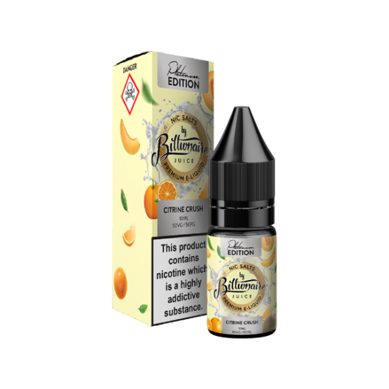 10mg Billionaire Juice Platinum Edition 10ml Nic Salts (50VG/50PG) - Flavour: Citrine Crush