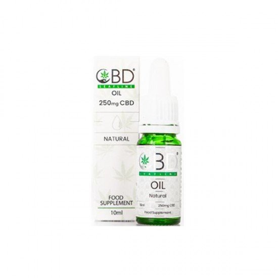 CBD Leafline 250mg CBD Food Supplement Oil 10ml - Flavour: Natural