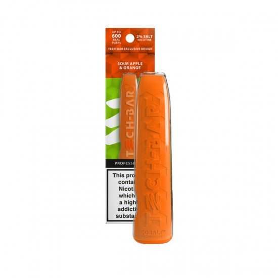 20mg Tech Bar Disposable Vape Device 600 Puffs - Flavour: Sour Apple & Orange