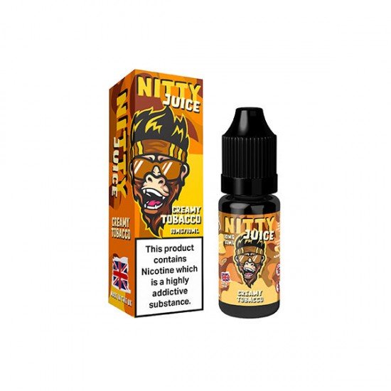 10mg Vapes Bars Nitty Juice Salts 10ml Nic Salt (50VG/50PG) - Flavour: Creamy Tobacco