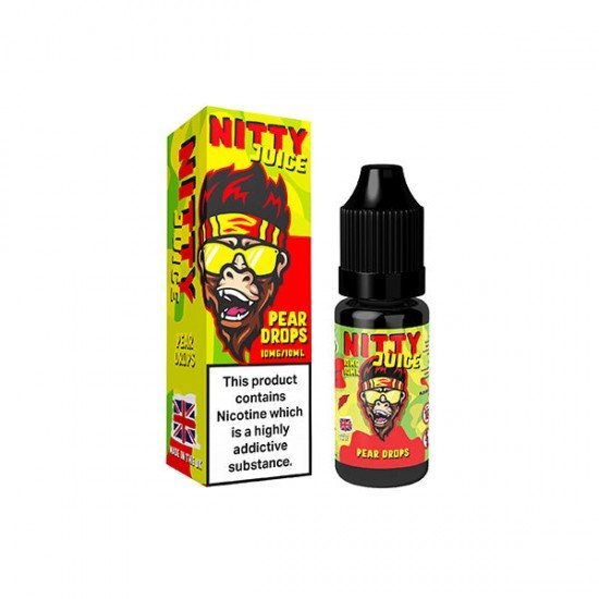 10mg Vapes Bars Nitty Juice Salts 10ml Nic Salt (50VG/50PG) - Flavour: Pear Drops