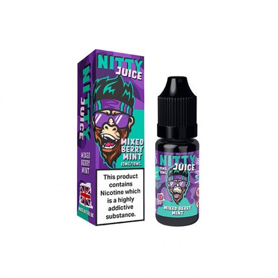 10mg Vapes Bars Nitty Juice Salts 10ml Nic Salt (50VG/50PG) - Flavour: Mixed Berry Mint