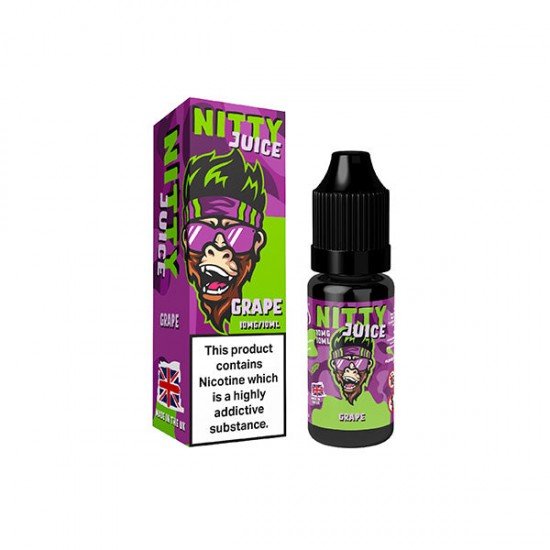 10mg Vapes Bars Nitty Juice Salts 10ml Nic Salt (50VG/50PG) - Flavour: Grape