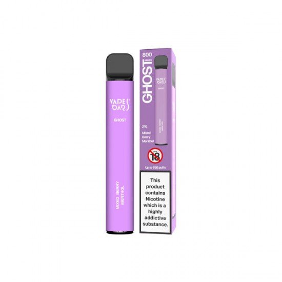 20mg Vapes Bars Ghost 800 Disposable Vape Device 650 Puffs - Flavour: Mixed Berry Menthol