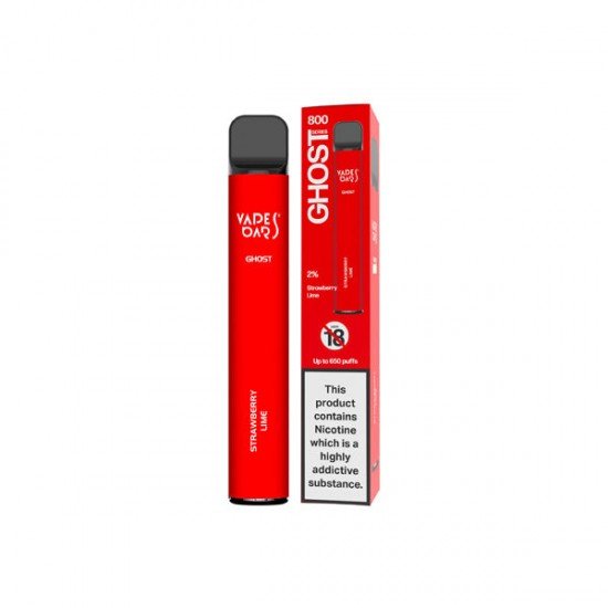 20mg Vapes Bars Ghost 800 Disposable Vape Device 650 Puffs - Flavour: Strawberry Lime