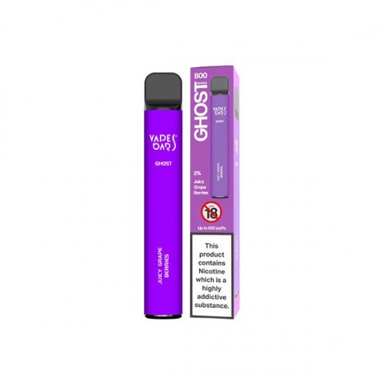 20mg Vapes Bars Ghost 800 Disposable Vape Device 650 Puffs - Flavour: Juicy Grape Berries