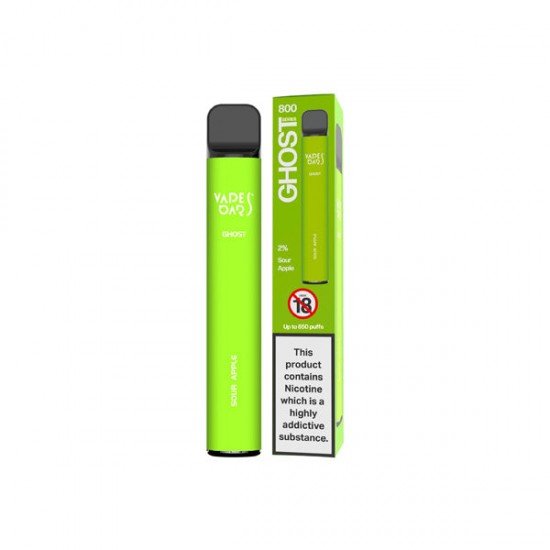 20mg Vapes Bars Ghost 800 Disposable Vape Device 650 Puffs - Flavour: Sour Apple