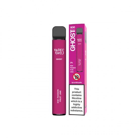 20mg Vapes Bars Ghost 800 Disposable Vape Device 650 Puffs - Flavour: Kiwi Passion Fruit Lime