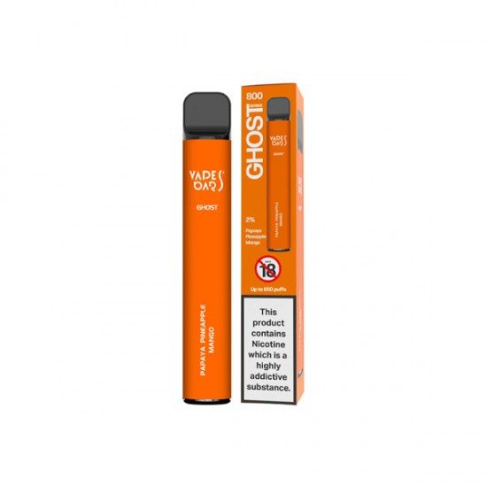 20mg Vapes Bars Ghost 800 Disposable Vape Device 650 Puffs - Flavour: Papaya Pineapple Mango