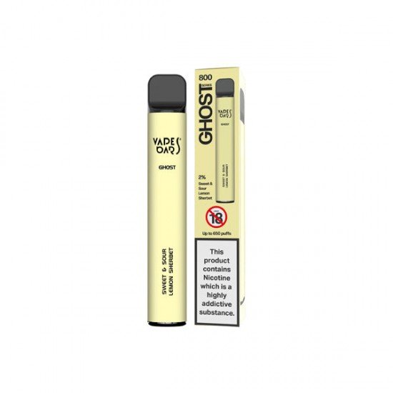 20mg Vapes Bars Ghost 800 Disposable Vape Device 650 Puffs - Flavour: Sweet & Sour Lemon Sherbet