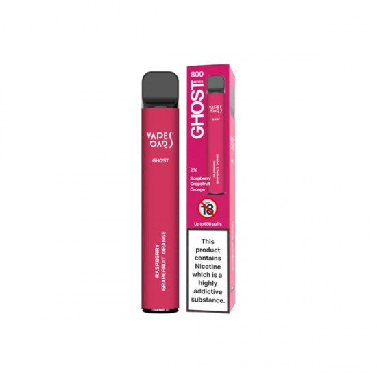 20mg Vapes Bars Ghost 800 Disposable Vape Device 650 Puffs - Flavour: Raspberry Grapefruit Orange