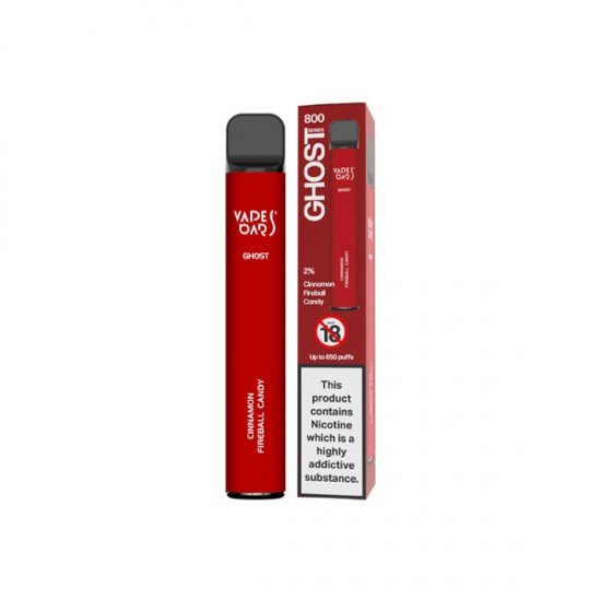 20mg Vapes Bars Ghost 800 Disposable Vape Device 650 Puffs - Flavour: Cinnamon Fireball Candy