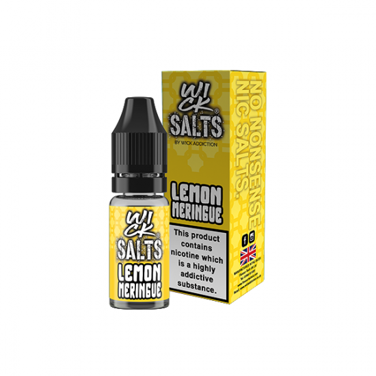 9mg Wick Addiction Wick Salts 10ml Nic Salts (50VG/50PG) - Flavour: Lemon Meringue