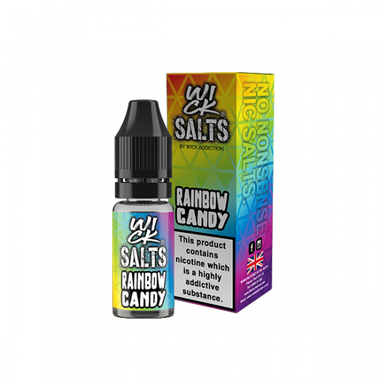 9mg Wick Addiction Wick Salts 10ml Nic Salts (50VG/50PG) - Flavour: Rainbow Candy