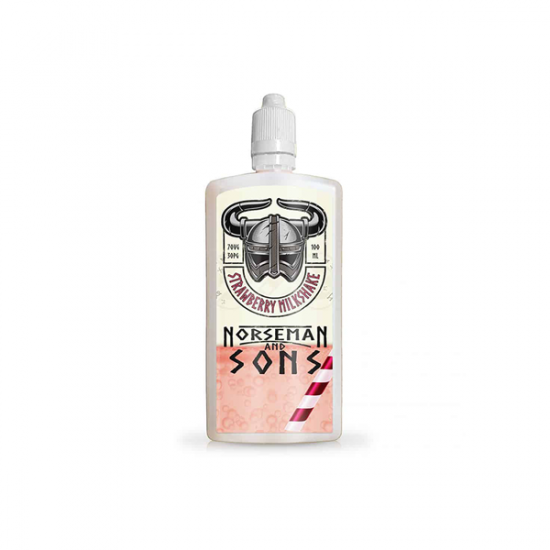 Norsemen 100ml Shortfill Flask Milkshakes 0mg (70VG/30PG) - Flavour: Strawberry Milkshake