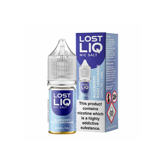 10mg Lost Liq Nic Salts (50VG/50PG) - Flavour: Blue Razz Lemonade