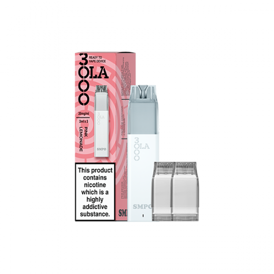 20mg SMPO Ola 3000 Prefilled Pod Vape Kit - 2ml (Pack of 3) - Flavour: Pink Lemonade