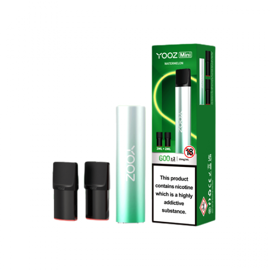 20mg Yooz Mini Rechargeable Device & Vape Pods x2 600 Puffs (BUY 5 GET 1 FREE) - Flavour: Watermelon