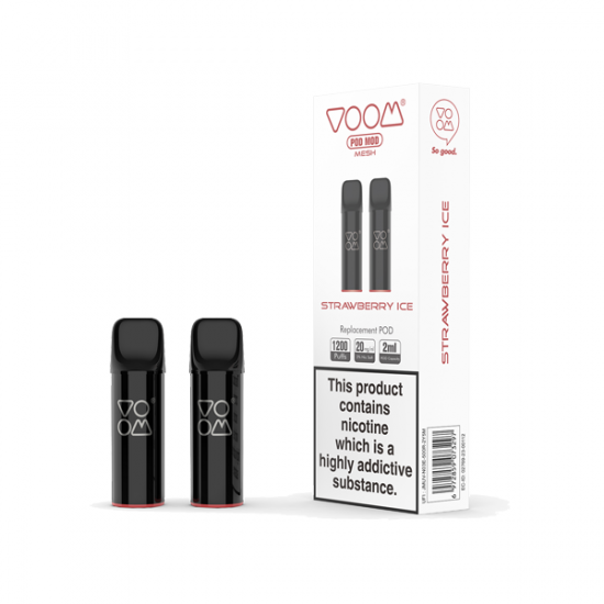 20mg Voom Pod Mod Replacement Mesh Pods 2PCS 1.2Ω 2ml - Flavour: Strawberry Ice