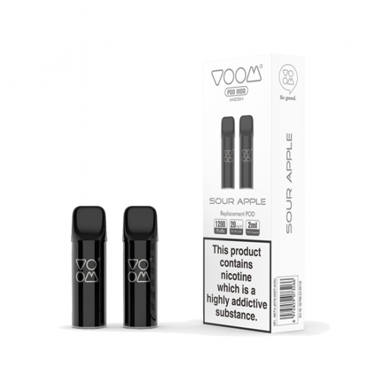 20mg Voom Pod Mod Replacement Mesh Pods 2PCS 1.2Ω 2ml - Flavour: Sour Apple