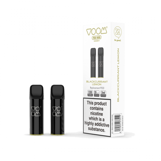 20mg Voom Pod Mod Replacement Mesh Pods 2PCS 1.2Ω 2ml - Flavour: Blackcurrant Lemon