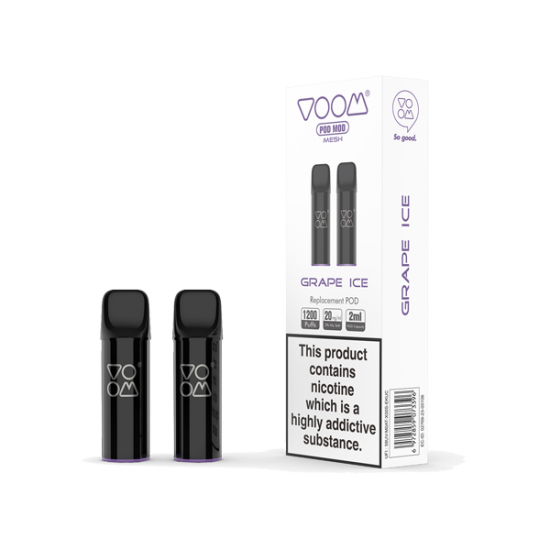 20mg Voom Pod Mod Replacement Mesh Pods 2PCS 1.2Ω 2ml - Flavour: Grape Ice