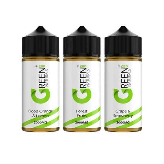 Green Naturals 2000mg CBD Vaping Liquid 100ml (50PG/50VG) - Flavour: Blood Orange & Lemon