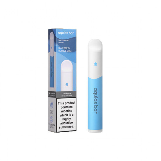 20mg Aquios V3 Bar Water Based Recyclable Disposable 600 Puffs - Flavour: Blueberry Bubble Gum