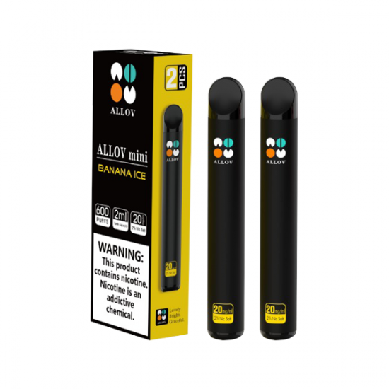 20mg Allov Mini Disposable Vape Device Twin Pack 1200 Puffs - Flavour: Banana Ice