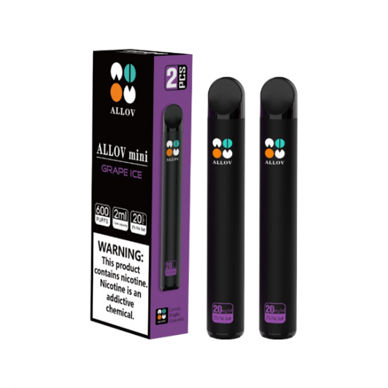 20mg Allov Mini Disposable Vape Device Twin Pack 1200 Puffs - Flavour: Grape Ice