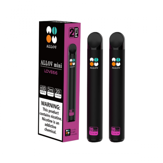 20mg Allov Mini Disposable Vape Device Twin Pack 1200 Puffs - Flavour: Love66