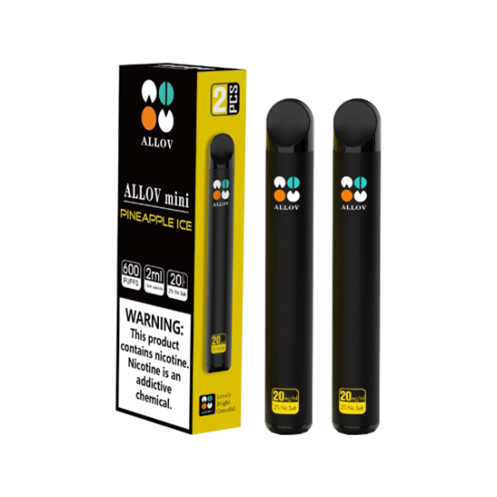 20mg Allov Mini Disposable Vape Device Twin Pack 1200 Puffs - Flavour: Pineapple Ice