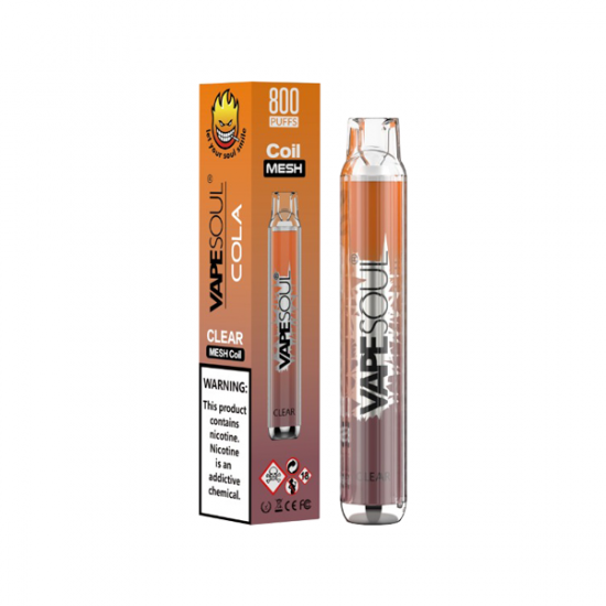 20mg VapeSoul Clear Disposable Vape Device 800 Puffs - Flavour: Cola