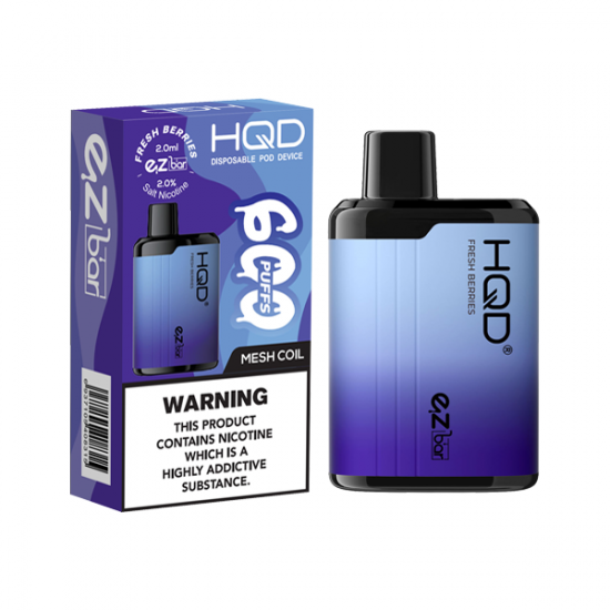 20mg HQD EZ Bar Disposable Vape Device 600 Puffs - Flavour: Fresh Berries