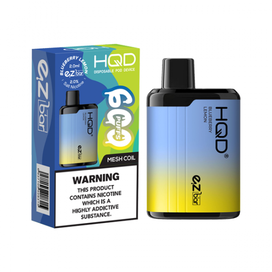 20mg HQD EZ Bar Disposable Vape Device 600 Puffs - Flavour: Blueberry Lemon