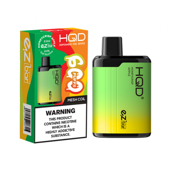 20mg HQD EZ Bar Disposable Vape Device 600 Puffs - Flavour: Honeycrisp Apple